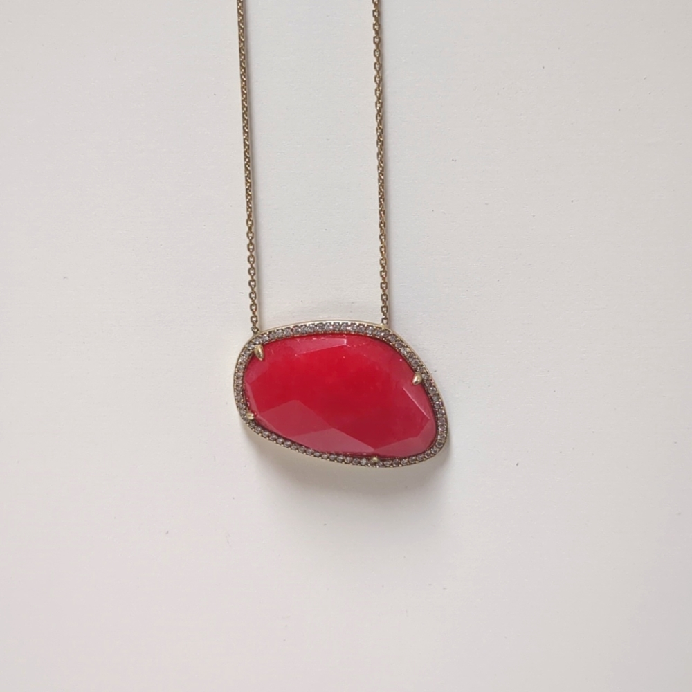 Red Gemstone and Gold Necklace